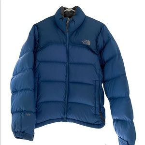 blue north face 700 down puffer jacket